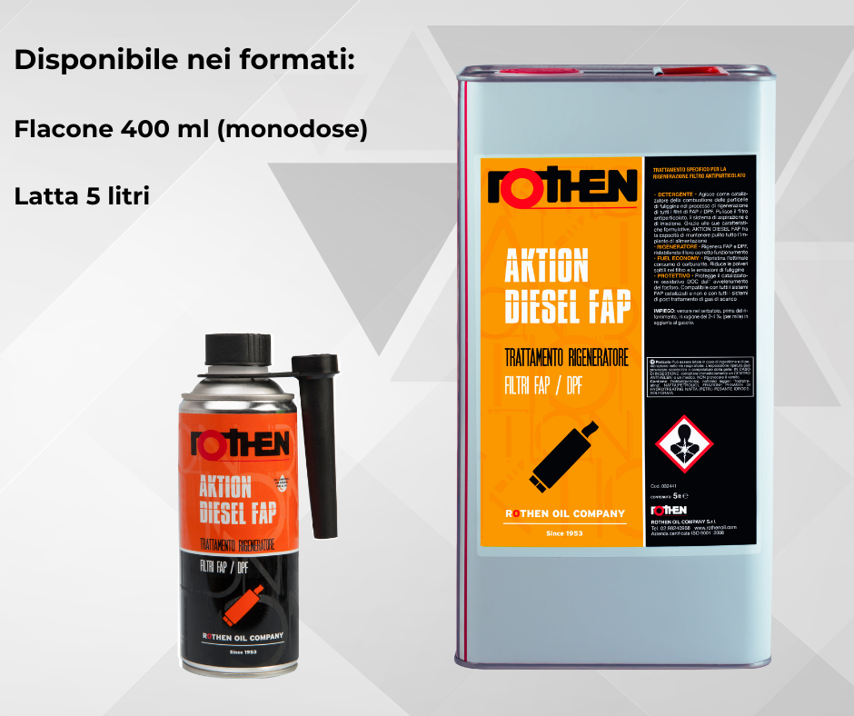 Rothen Aktion Diesel Fap - disponibile nel monodose da 400ml e nella latta da 5 litri